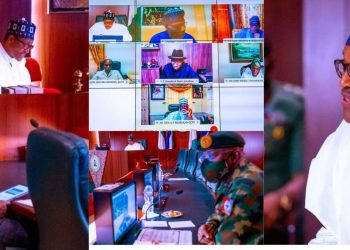 PHOTOS: Buhari in virtual meeting with former Heads of State