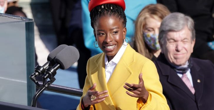 22 year old youngest Poet to read at a US Inauguration ceremony makes statement with vibrant outfit